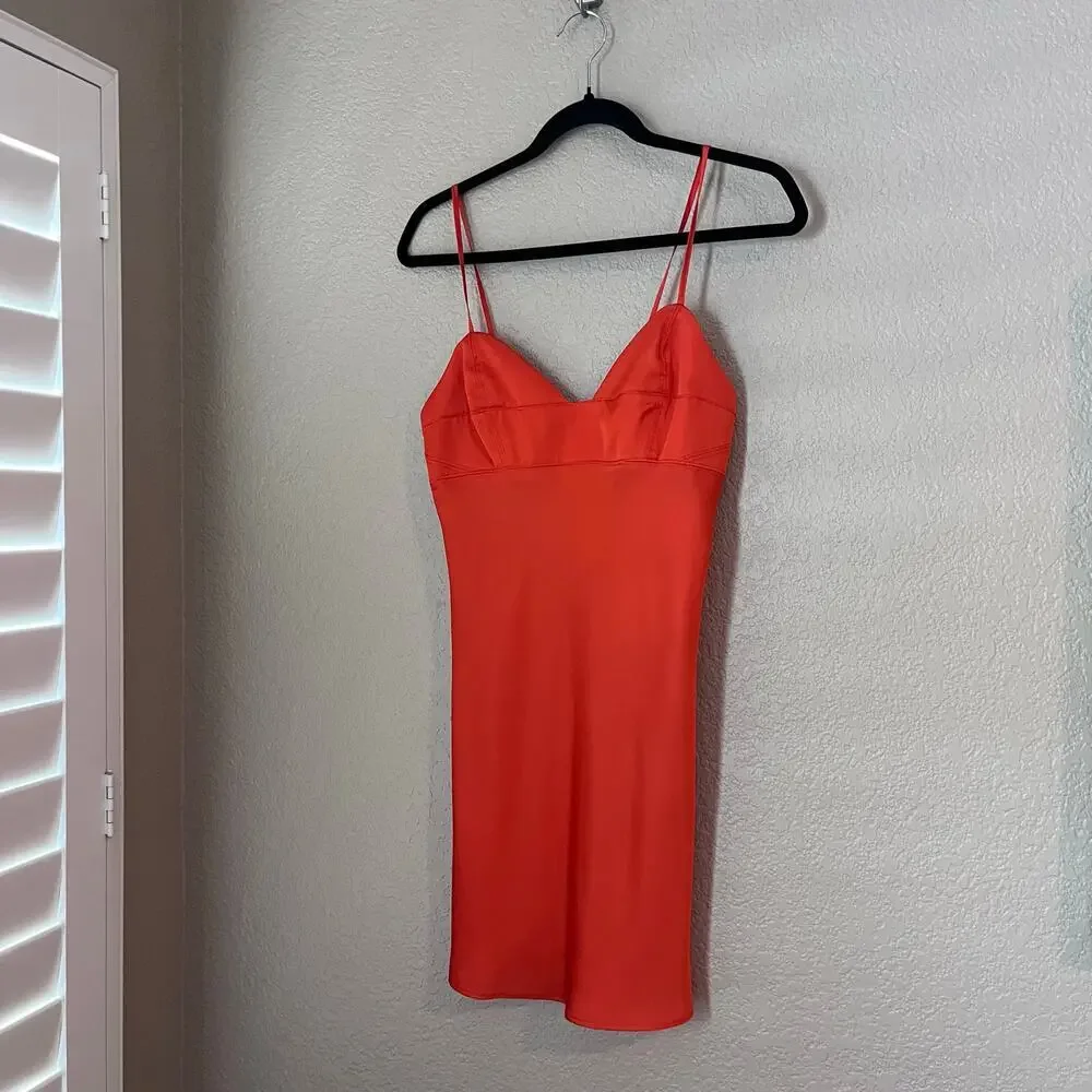 Free People Intimately Free Orange Slip Mini Dress Y2K 90s XS